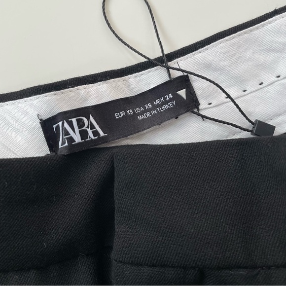 ZARA Women's Black High Waisted Straight Leg Pleated Dress Trouser Pants Size XS - Picture 5 of 10